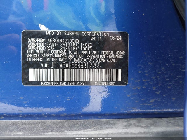 JF1VBAH68R9812255 Subaru dib