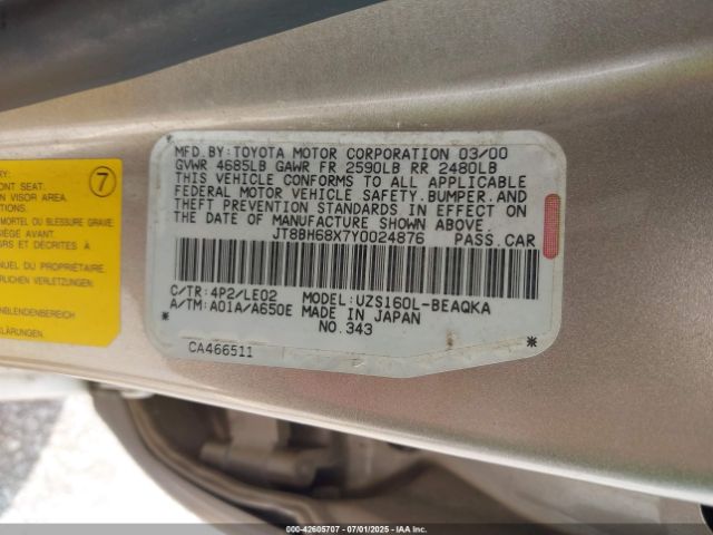 2000 LEXUS GS 400 JT8BH68X7Y0024876 Photo 8