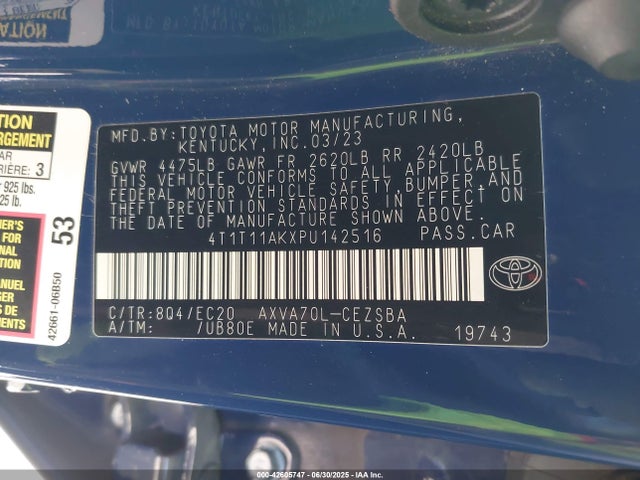 4T1T11AKXPU142516 Toyota a25a-fks