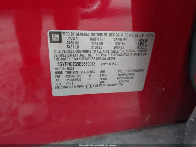 2014 CADILLAC SRX 3GYFNCE35ES660013 Photo 8