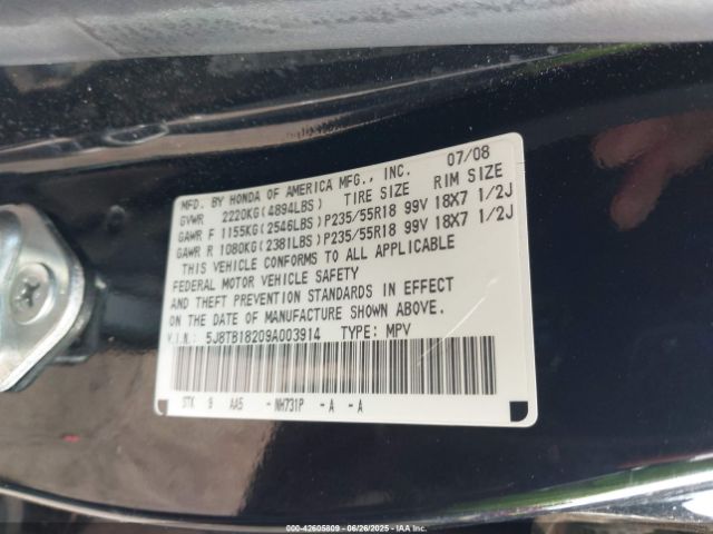 2009 ACURA RDX 5J8TB18209A003914 Photo 8