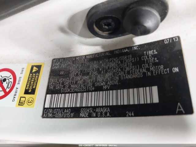 2013 TOYOTA HIGHLANDER 5TDDK3EH6DS251104 Photo 8