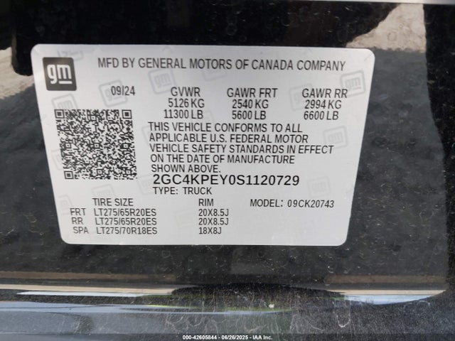 2GC4KPEY0S1120729 Chevrolet l5p
