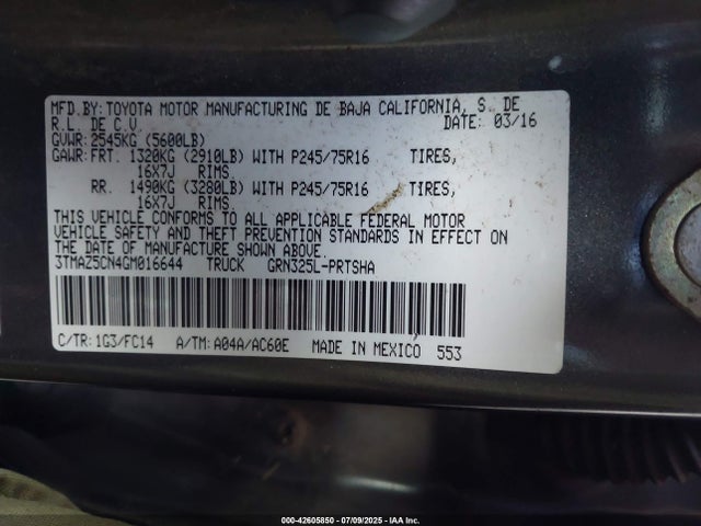 3TMAZ5CN4GM016644 Toyota 2gr-fks
