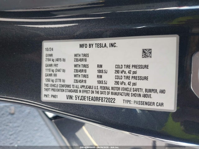 2024 TESLA MODEL 3 5YJ3E1EA0RF872022 Photo 8