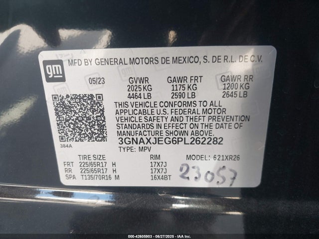 3GNAXJEG6PL262282 Chevrolet lsd