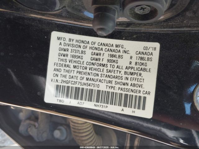 2018 HONDA CIVIC 2HGFC2F75JH547510 Photo 8