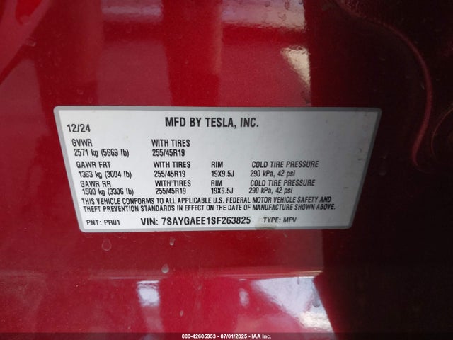 2025 TESLA MODEL Y 7SAYGAEE1SF263825 Photo 8