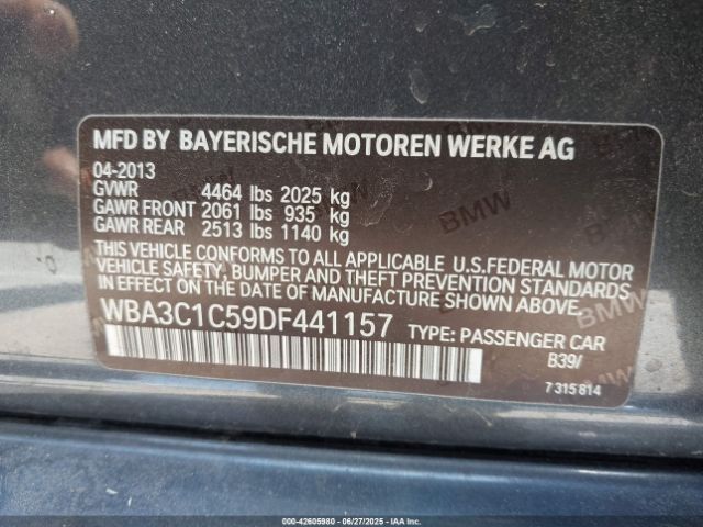 2013 BMW 328I WBA3C1C59DF441157 Photo 8