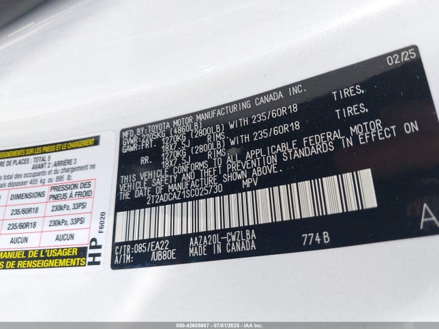 Lexus a25a-fks 2025 2T2ADCAZ1SC025730 Image 9