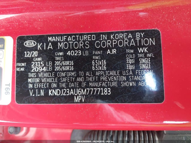 KNDJ23AU6M7777183 KIA mpi nu