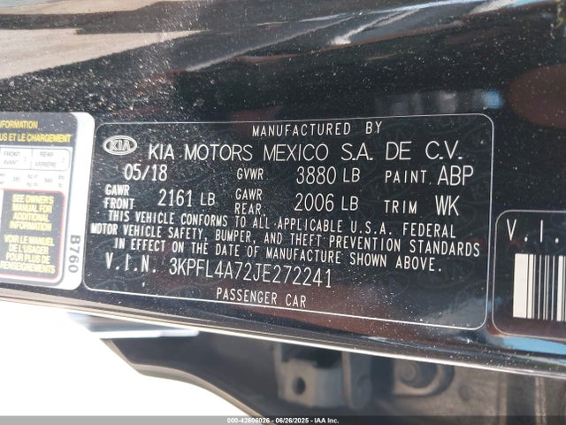 3KPFL4A72JE272241 KIA mpi nu