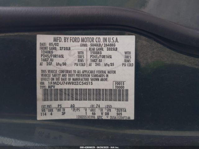 2002 FORD EXPLORER 1FMDU74W82ZC54515 Photo 8