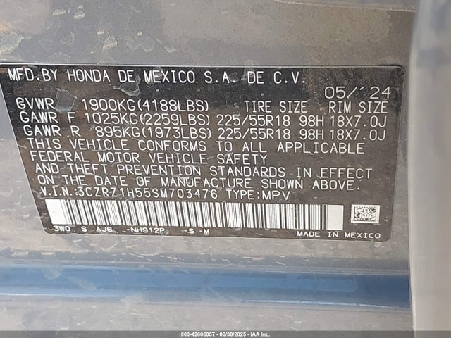 3CZRZ1H55SM703476 Honda k20z5
