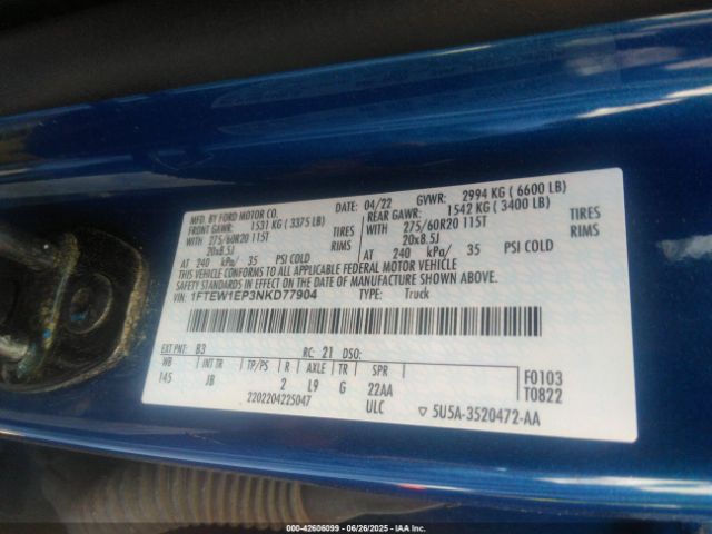 2022 FORD F-150 1FTEW1EP3NKD77904 Photo 8