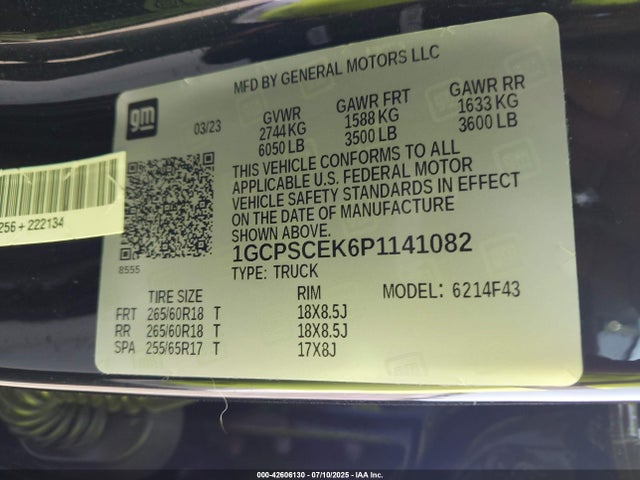 1GCPSCEK6P1141082 Chevrolet l3b