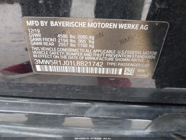 3MW5R1J01L8B21742 BMW 330I