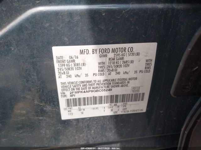 2016 FORD EDGE 2FMPK4AP9GBC05249 Photo 8