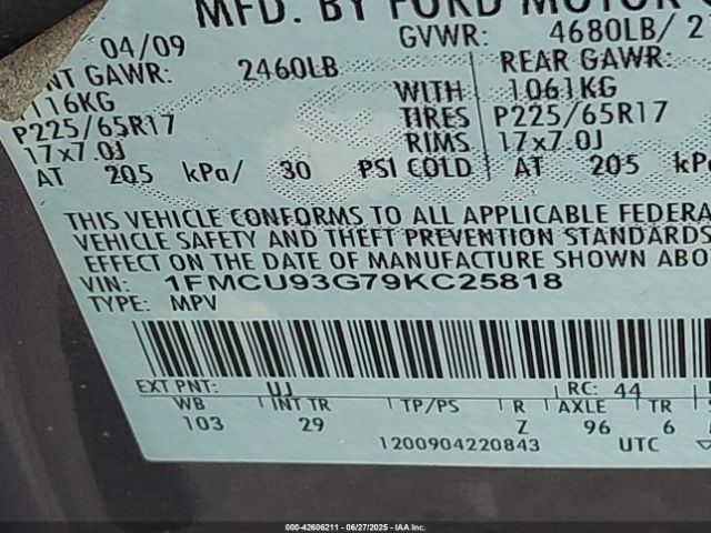 2009 FORD ESCAPE 1FMCU93G79KC25818 Photo 8
