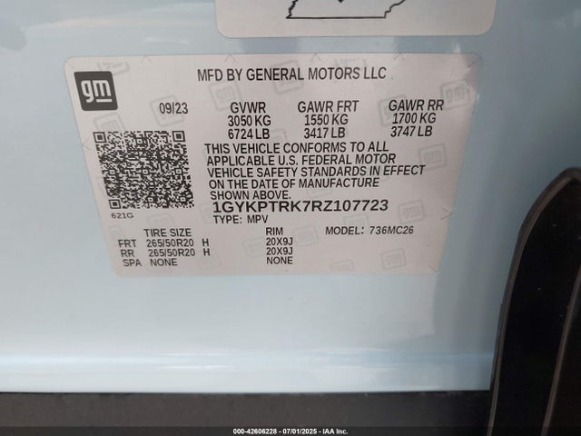 1GYKPTRK7RZ107723 Cadillac x0d + ec6