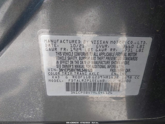 3N1CP5BV7ML546126 Nissan 2021