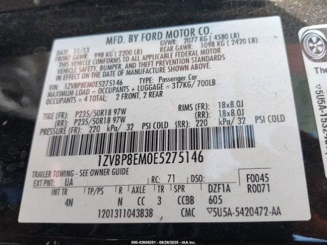 2014 FORD MUSTANG 1ZVBP8EM0E5275146 Photo 8