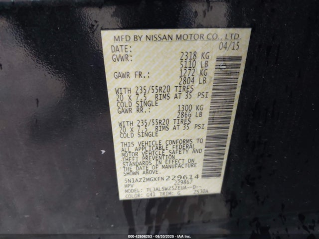 5N1AZ2MGXFN229614 Nissan 2015