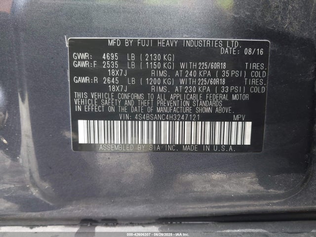 Subaru u5 2017 4S4BSANC4H3247121 Image 9