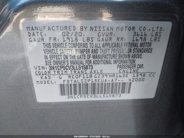 3N1CP5CV3LL515873 Nissan 2020