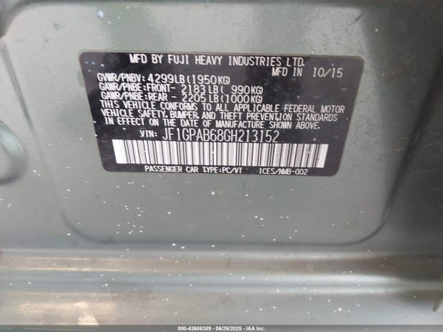 Subaru 2.0l na 2016 JF1GPAB68GH213152 Image 9