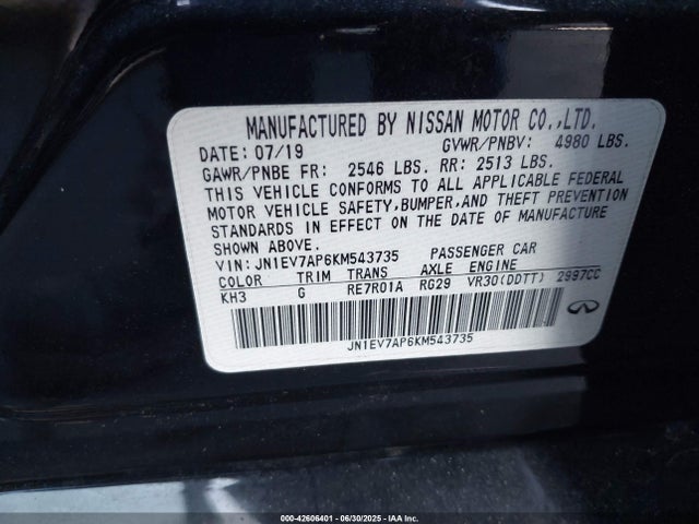 JN1EV7AP6KM543735 Infiniti Q50