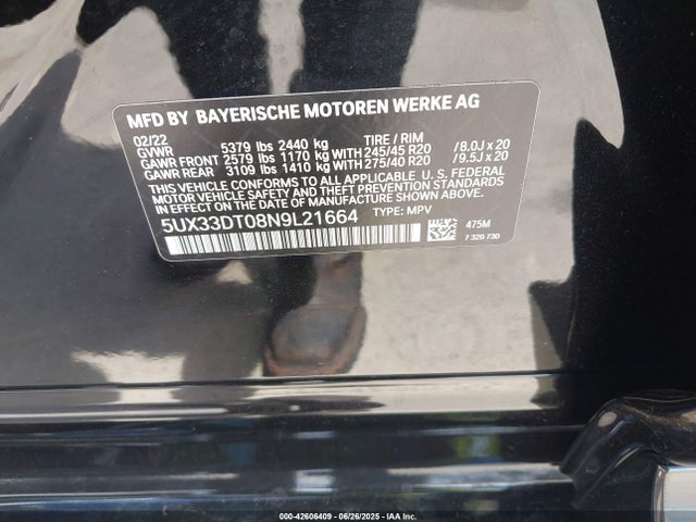 5UX33DT08N9L21664 BMW 2022