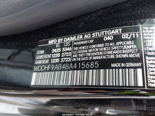 2011 MERCEDES-BENZ E 550 WDDHF9AB4BA415685 Photo 8