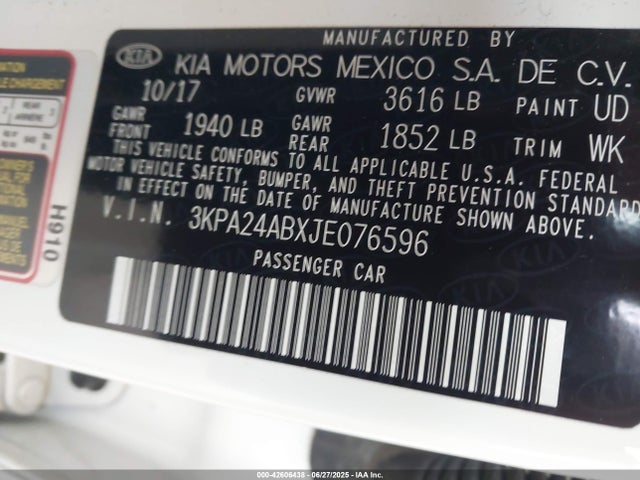 3KPA24ABXJE076596 KIA gdi gamma