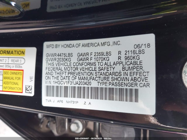 1HGCV1F31JA203420 Honda l15be