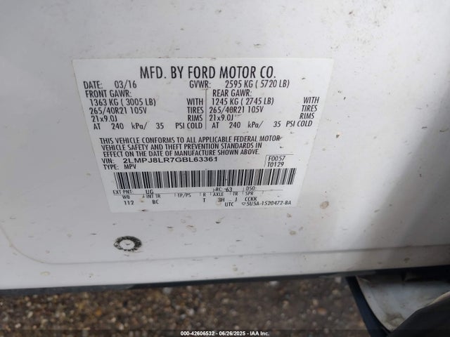2LMPJ8LR7GBL63361 Lincoln MKX