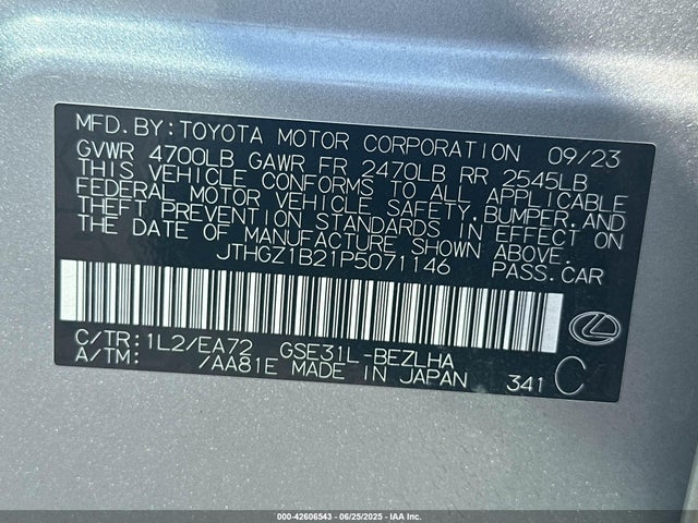 Aukcja sprzedaży 2023 Lexus Is 350 F Sport, vin: JTHGZ1B21P5071146, numer aukcji: 42606543