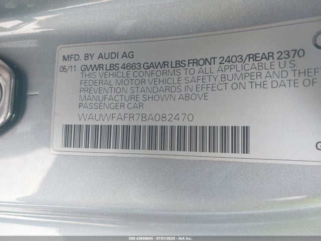2011 AUDI A5 WAUWFAFR7BA082470 Photo 8