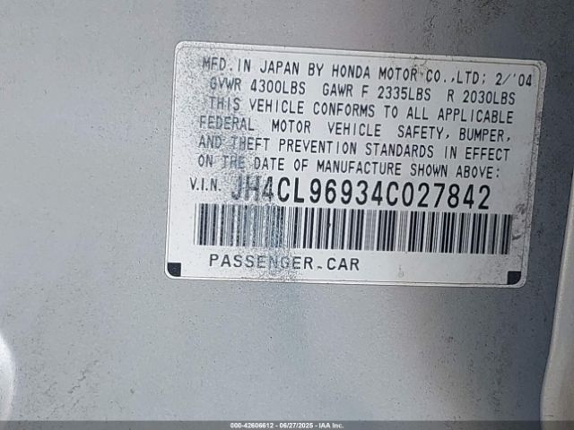 2004 ACURA TSX JH4CL96934C027842 Photo 8