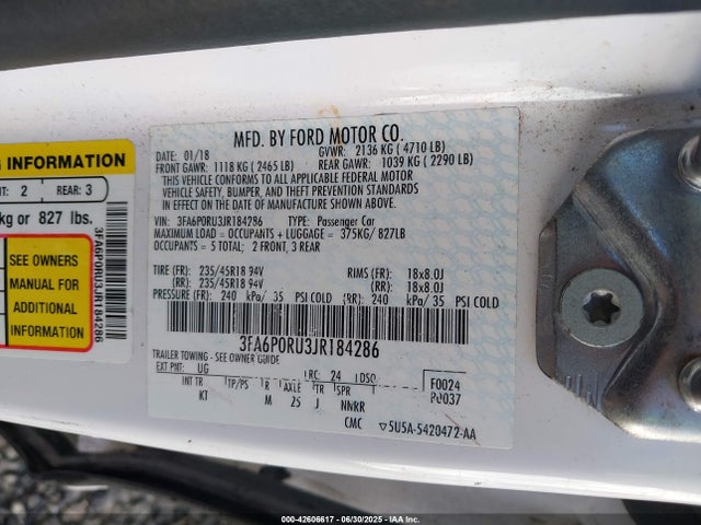 Ford 2.0l 4v atk hev 2018 3FA6P0RU3JR184286 Image 9