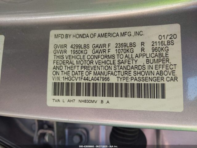2020 HONDA ACCORD 1HGCV1F44LA047966 Photo 8