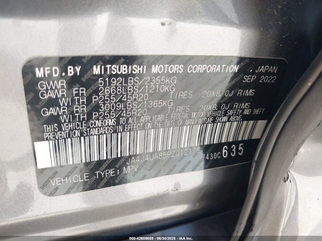 Aukcja sprzedaży 2023 Mitsubishi Outlander Ralliart S-awc/se 2.5 S-awc/se Black Edition S-awc/se Special Editiont S-awc, vin: JA4J4UA85PZ012178, numer aukcji: 42606689