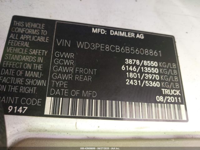 2011 MERCEDES-BENZ SPRINTER 2500 WD3PE8CB6B5608861 Photo 8