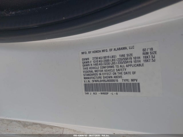 5FNRL6H95JB088616 Honda j35y7
