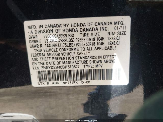 2011 ACURA MDX 2HNYD2H40BH519827 Photo 8