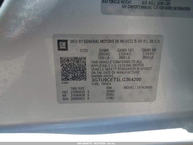 3GTU9CET1LG364200 GMC lm2