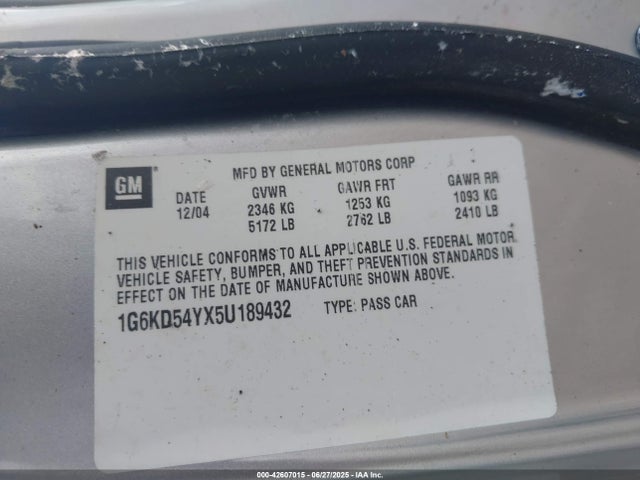 2005 CADILLAC DEVILLE 1G6KD54YX5U189432 Photo 8