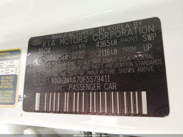 2015 KIA OPTIMA KNAGM4A70F5579411 Photo 8