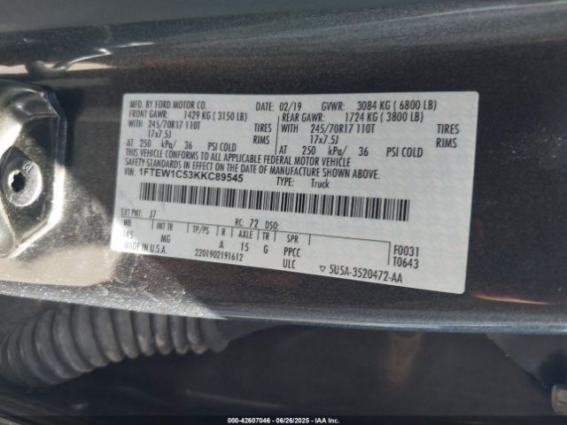 2019 FORD F-150 1FTEW1C53KKC89545 Photo 8