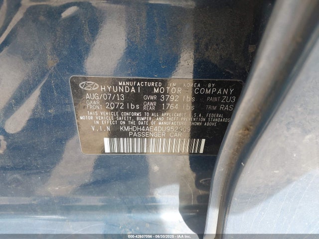Aukcja sprzedaży 2013 Hyundai Elantra Gls, vin: KMHDH4AE4DU952909, numer aukcji: 42607096